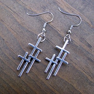 THREE CROSSES On Calvary Earrings Inspirational Christian Jewelry Choice Of Triple Cross Necklace, Earrings or Set image 6