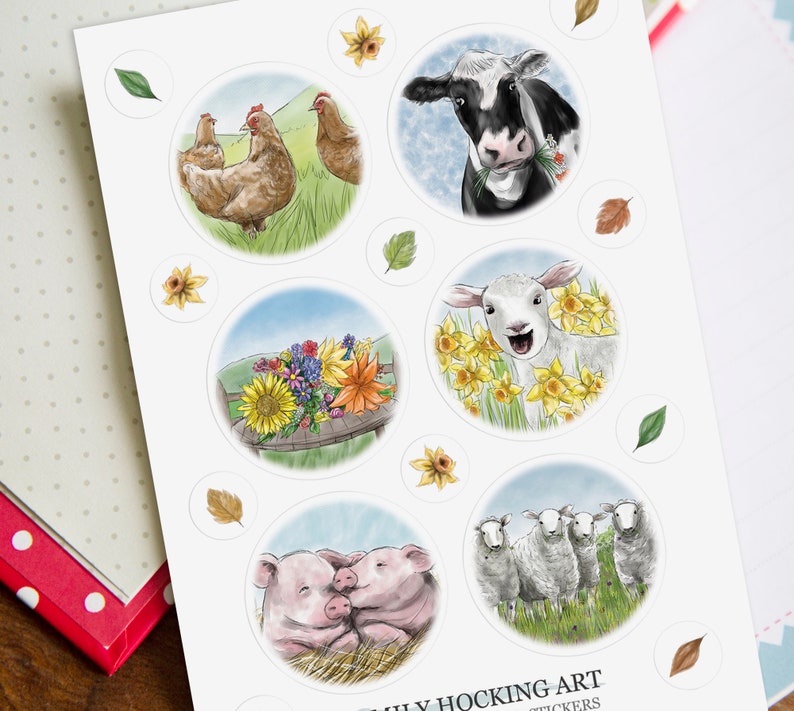 Watercolour Illustration, A6 Farmyard Sticker Sheet With Piglets, Sheep ...
