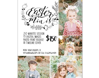 INSTANT DOWNLOAD - Spring / Easter Mini Sessions Marketing board Photoshop template - MA241