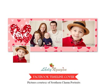 INSTANT DOWNLOAD Valentine's Day Facebook Timeline Cover Photoshop Template - F170