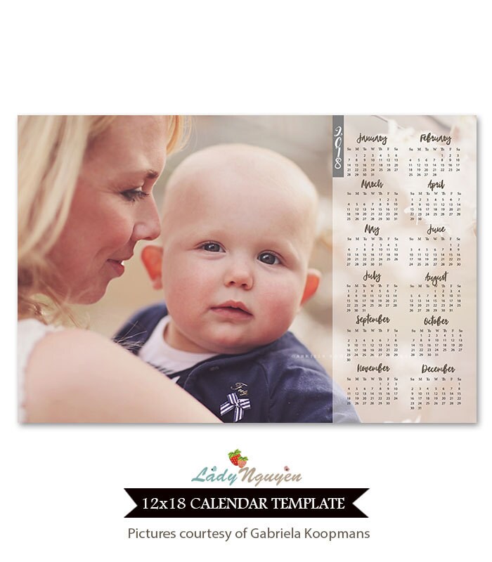 INSTANT DOWNLOAD 12x18 Calendar template 2019 CAL025 Etsy