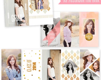 INSTANT DOWNLOAD Senior Accordion Book Photoshop Template 4x8 - A021