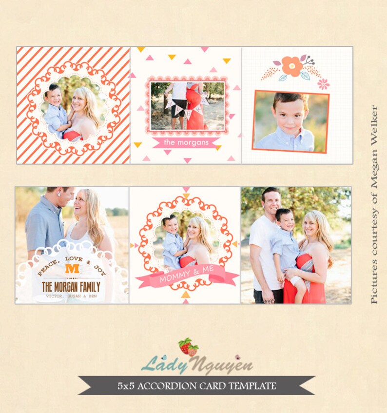 INSTANT DOWNLOAD 5x5 Accordion card template CA328 Etsy