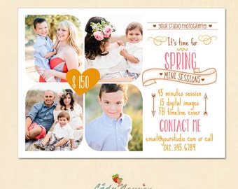 INSTANT DOWNLOAD - Spring Mini Sessions Marketing board Photoshop template - MA126