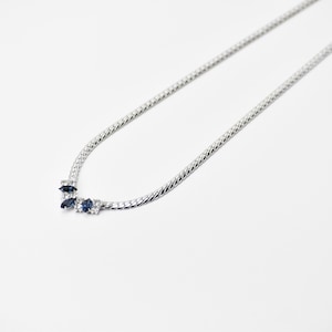 Blue and White Rhinestone Necklace Fashion Jewelry