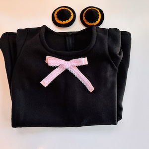 Anya from Spy Family cosplay, Anya Baby Pink Ribbon Black Dress