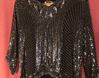 ladies black sequin top