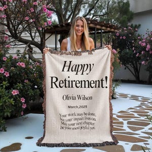 Personalized Retirement Blanket Custom Gift for Women Coworker Farewell Present Retired Boss Sentimental Throw Blanket Woman Retirement