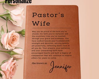 Diario personalizado de cuero vegano: Agradecimiento a la esposa del pastor
