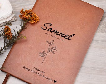 Briefe an meinen Sohn Vegan Leder Journal, personalisierte Baby Boy Andenken