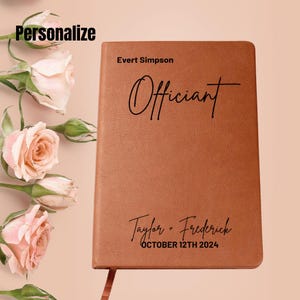 Personalized Wedding Officiant Book – Custom Leather Ceremony Journal, Speech & Sermon Notebook, Wedding Day Officiant Gift