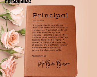 Personalized Principal Vegan Leather Journal: Definition Notebook