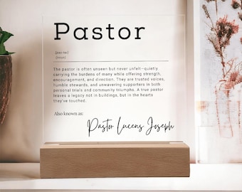 Personalized pastor retirement, Custom Appreciation Gift, LED Light