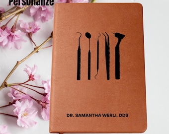 Spersonalizowany dziennik dentystyczny: Notatnik z wegańskiej skóry z zakładką