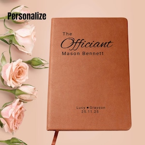 Personalized Wedding Officiant Book – Custom Leather Ceremony Journal, Speech & Sermon Notebook, Wedding Day Officiant Gift