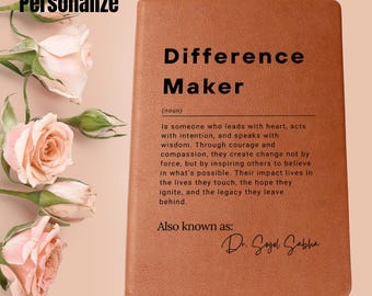 Custom Name Journal, Vegan Leather: Difference Maker Gift