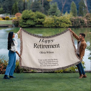 Personalized Retirement Blanket Custom Gift for Women Coworker Farewell Present Retired Boss Sentimental Throw Blanket Woman Retirement