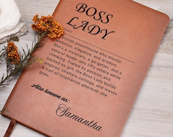 Diario personalizado de cuero vegano para jefas: regalo para gerentes