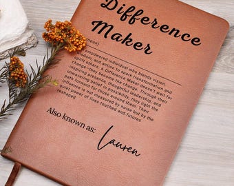 Personalized Vegan Leather Journal: Difference Maker Gift
