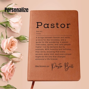 Diario Pastorale Personalizzato - Regalo di Apprezzamento Pastorale Personalizzato, Quaderno in Pelle Vegana, Regalo di Ringraziamento Unico per Pastore