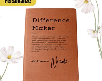 Personalized Vegan Leather Journal: Difference Maker Gift