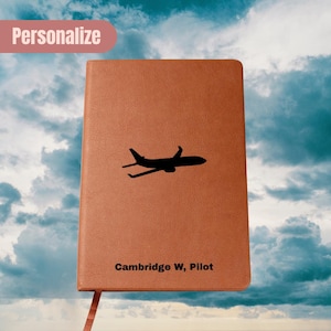 Personalized Pilot Journal – Aviator Gift, Flight School Graduation Gift, Pilot Gifts for Men, Solo Flight Keepsake, Aviation Notebook