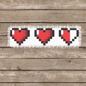 Old School Gamer Hearts | Image Chart Pattern for Cross-Stitch, Graphgan, Latch Hook, Knitting, Crochet