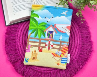 Free Little Library Book Sleeve, Beach Reading Accessories, Ocean Kindle Cover Case, Bookish Gift for Reader, Padded eReader Protector
