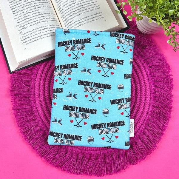 Hockey Romance Book Sleeve, Book Club Gift, Bookish Gift for Her, Blue Kindle Sleeve, Sports Romance Reader, Booktok Merch, Book Lover Gift