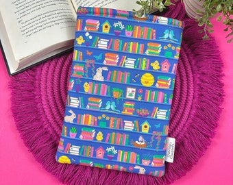 PREORDER: Spring Shelves Book Sleeve, Bookish Gift for Her, Colorful Floral Book Cover Protector, Blue Kindle Accessories, Booktok Merch