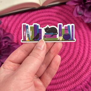 Dark Academia Vinyl Sticker for Kindle, Witchy Aesthetic Bookish Merch, Black Cat Reading Accessories, Cute Gothic Bookshelf Decor image 5