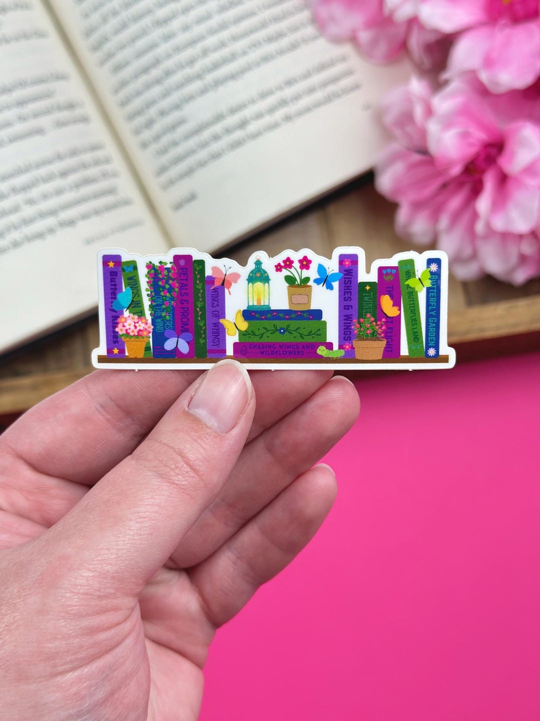 Butterfly Bookshelf Vinyl Sticker, Bookish Decal for Kindle, Floral ...