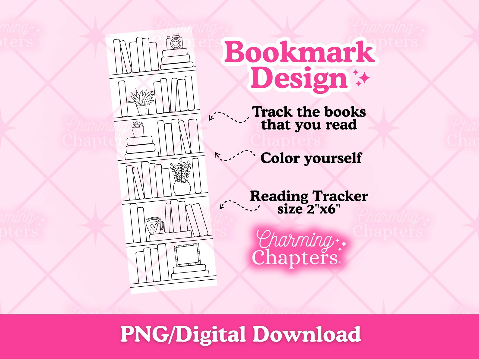 Reading Tracker Bookshelf, Digital Download Bookmark, Printable Book ...