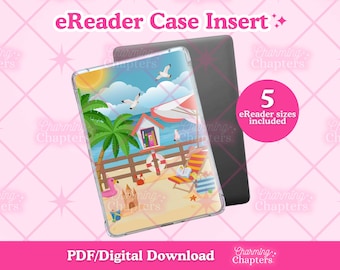 Encart pour liseuse Beach Library, accessoires de lecture d'été pour les amateurs de lecture, encart imprimable pour Kindle et Kobo (téléchargement numérique)