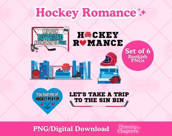 Hockey Romance PNG Bundle, Spicy Book Trope Graphics, Sports Romance Reader Clipart pour amateur de livres, étagère livresque PNG (téléchargement numérique)