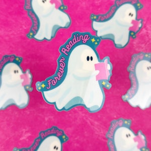 Forever Reading Sticker, Glow in the Dark Ghost Sticker, Booktok Stickers, Kindle Stickers, Halloween Reading Accessories, Journal Stickers