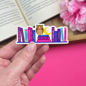 Late Night Reader Vinyl Sticker, Night Owl Sticker for Kindle, Celestial Bookshelf Decor, Bookish Gift for Reader, Owl Reading Accessories