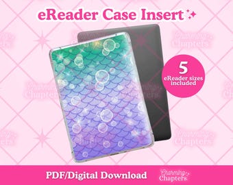 Insertion de liseuse à l'échelle d'une sirène, accessoires de lecture sous la mer pour les amateurs de lecture, encart imprimable sur l'océan pour Kindle et Kobo (téléchargement numérique)