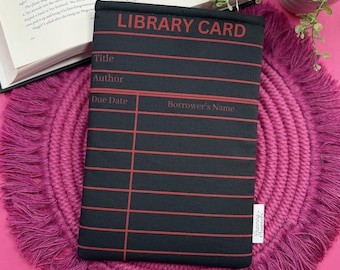 Pochette noire et blanche pour cartes de bibliothèque, accessoires de lecture pour bibliothécaire, cadeau pour amoureux des livres, produit de dédicace de livres, étui Kindle pour enseignant