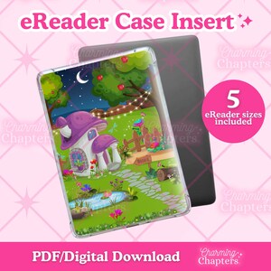 Fairy House Kindle-insats, Cottagecore-lästillbehör för e-läsare och Kobo, utskrivbart genomskinligt fodral (digital nedladdning)