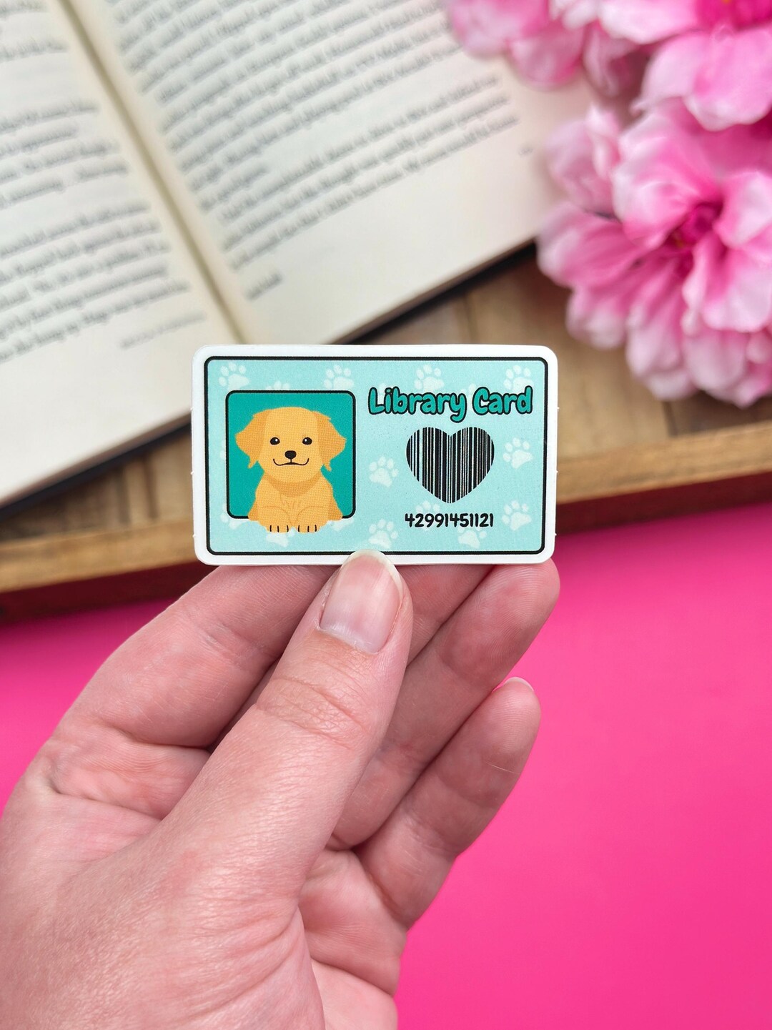 Dog Library Card Vinyl Sticker, Blue Reading Accessories, Bookish ...
