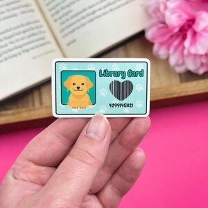 Dog Library Card Vinyl Sticker, Blue Reading Accessories, Bookish Sticker for Kindle, Puppy Laptop Decals, Cute Dog Lover Gift Ideas