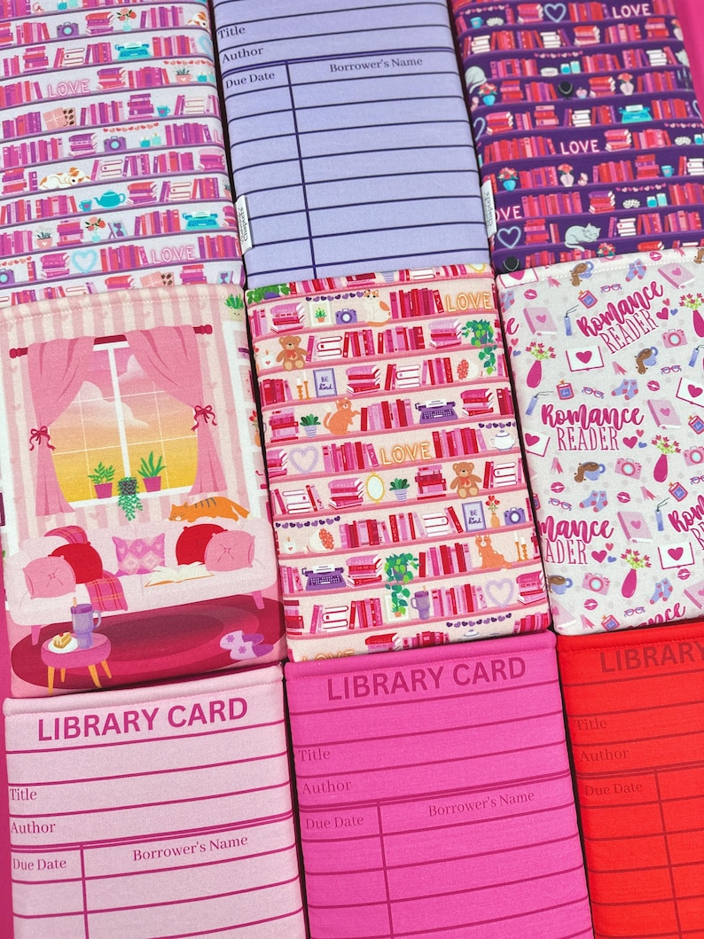 Pink Library Card Book Sleeve, Booktok Reading Accessories, Book Lover Gift for Librarian, Book Signing Merch, Kindle Cover Case for Teacher image 8