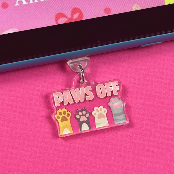 Paws Off Kindle Charm, USB Phone Charm, Book Lover Gift Idea, Kindle Accessories, Dust Plug Charm for Tablet, Cat & Dog Lover Gift