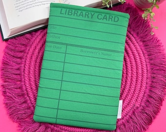 Pochette verte pour cartes de bibliothèque, accessoires de lecture Booktok, cadeau d'amateur de livres pour bibliothécaire, produit de dédicace de livres, étui pour Kindle pour enseignant