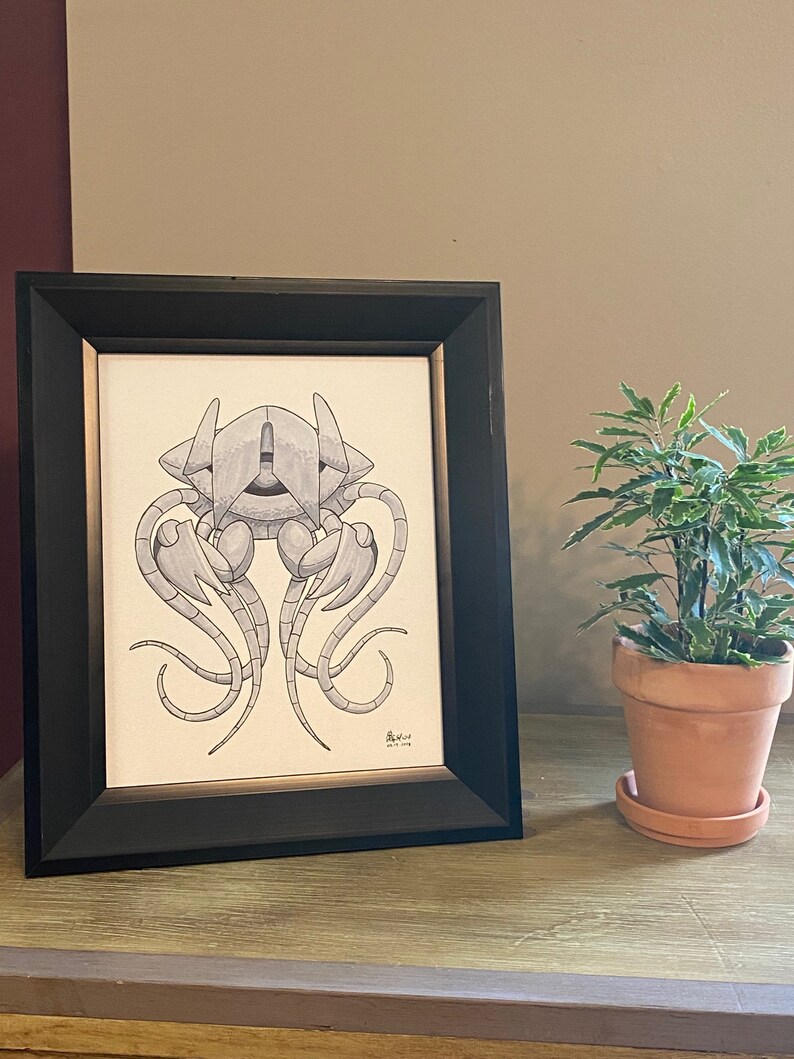 Tentacle Crab Probe Droid Drawing original Etsy