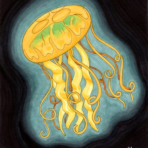 Glowing Jellyfish - Drawing (Original)