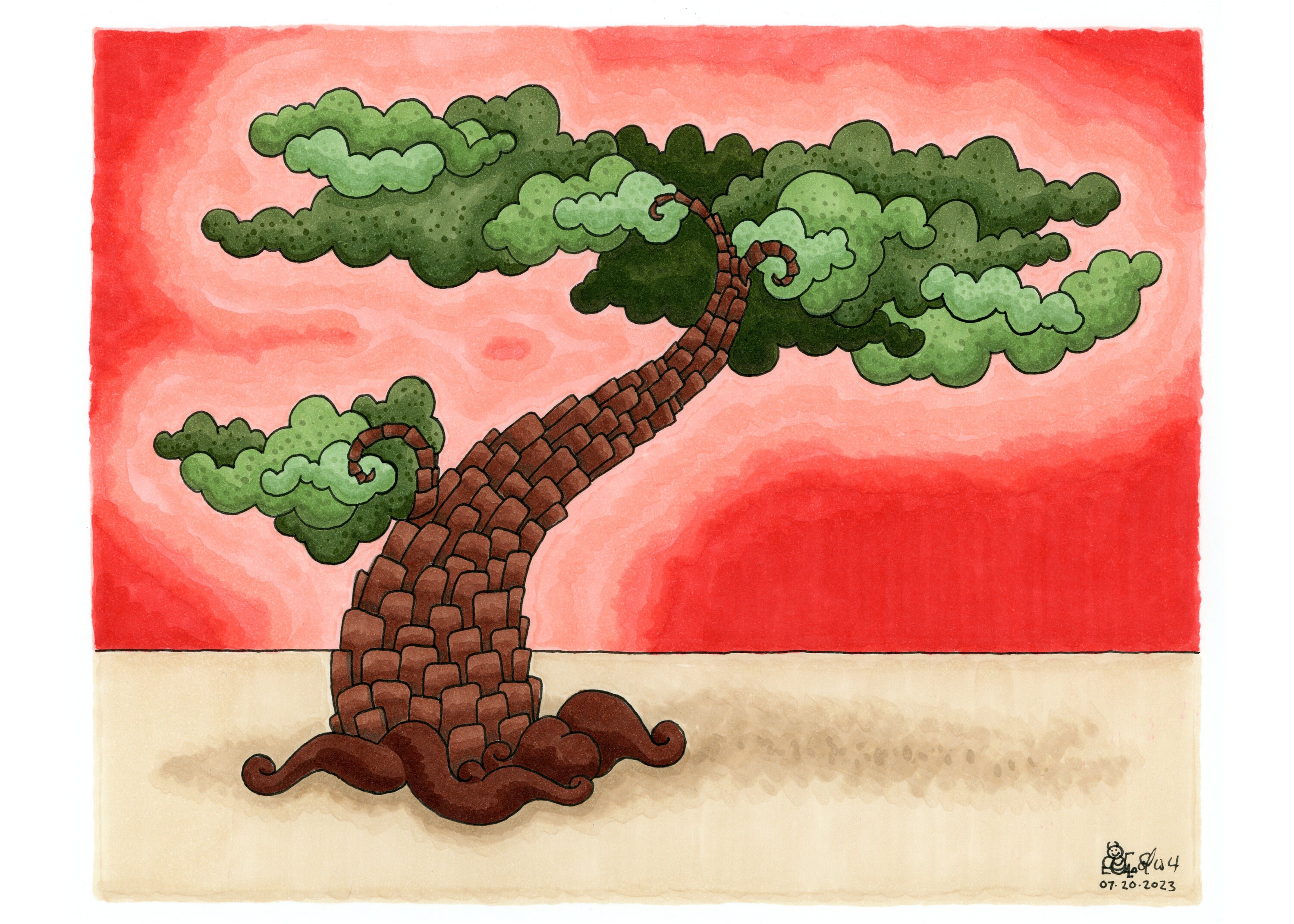 Scaly Tree - Drawing (original) - Drawing Video in the Listing! - Etsy