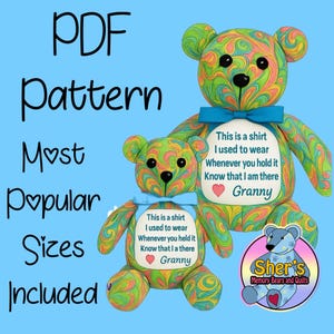 Cree recuerdos sentimentales con nuestros patrones de costura de osos de memoria imprimibles: descarga instantánea en PDF.