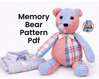 Printable Memory Bear Sewing Pattern PDF, Memory Bear Pattern, Keepsake Bear Pattern, Memory Bear Template, Instant Download